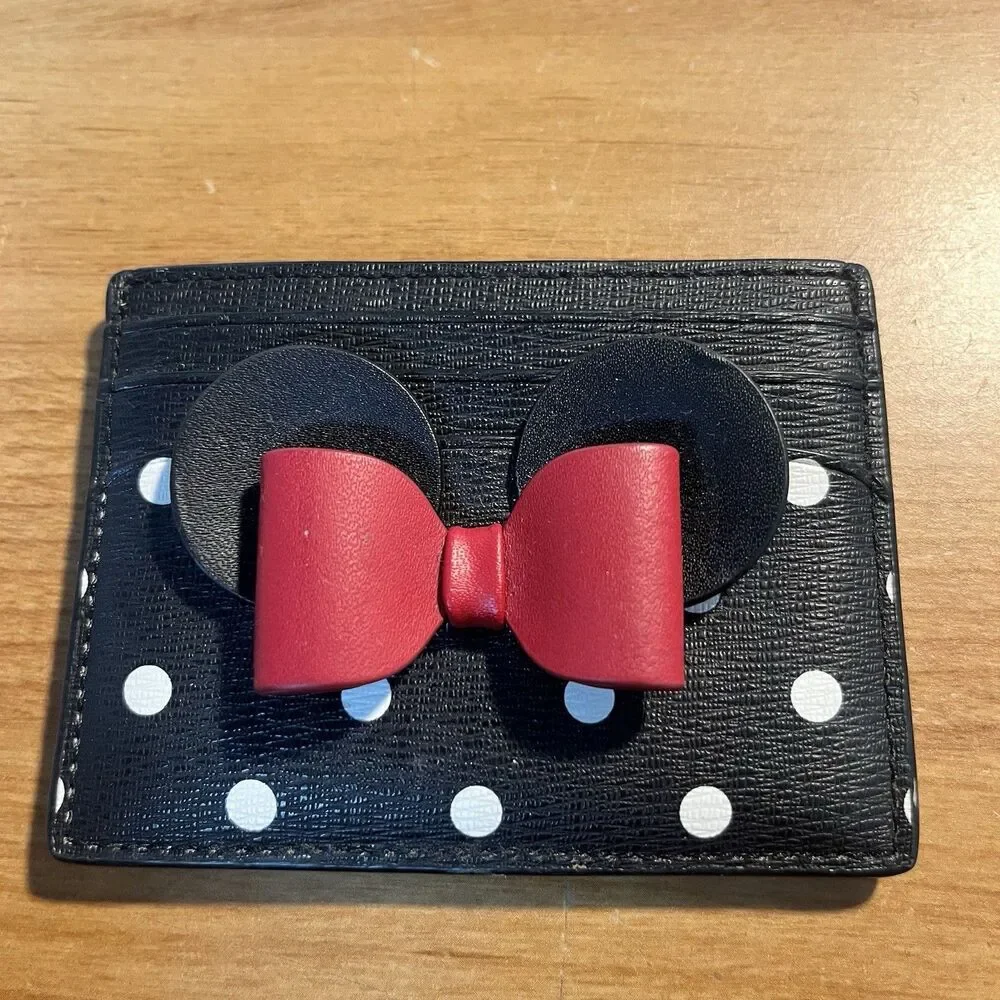 Disney X Kate Spade New York Womens Multicolor Minnie Mouse Card Holder Wallet